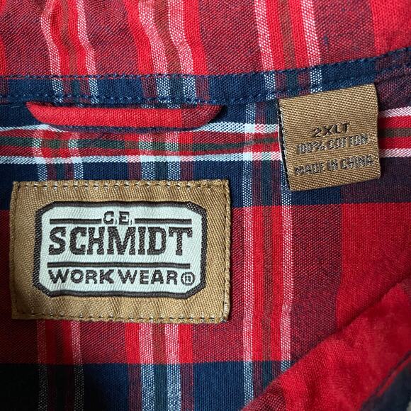 C.E. Schmidt Work Wear Heavyweight Shirt Men XLT Red Plaid Outdoor Button Down - Picture 4 of 7